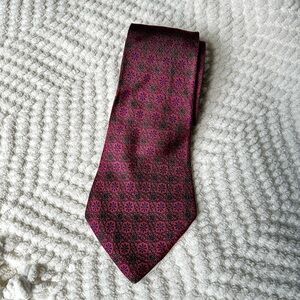 Hermes Paris Burgundy and Black Geometric Tie